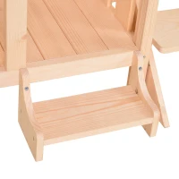 PawHut 2-Story Wooden Cat House with 2 Elevated Pet Beds, Protective & Secure Side Rails & Sturdy Wooden Design, Natural(m-6)