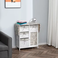 HomCom Drop Leaf Vintage Ironing Board With Shelves and Storage Boxes - Literary Print(m-2)