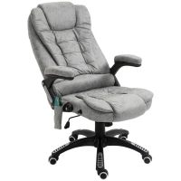 Vinsetto 6 Point Vibration Massage Office Chair with Heat, High Back Executive Office Chair with Padded Armrests, Microfiber Reclining Computer Chair, Gray(m-10)