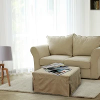 HomCom Twin Size Folding Convertible Sleeper Bed Ottoman with Beige Slipcover(m-11)