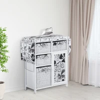 HOMCOM Drop Leaf Ironing Board With Shelves and Storage Boxes - Hawaiian Flowers(m-6)