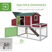 PawHut 63" Chicken Coop Wooden Poultry Hen Hutch House Nesting Cage Box - White and Green(m-5)