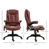 Vinsetto 6 Point Vibration Massage Office Chair with Heat, High Back Executive Office Chair with Padded Armrests, Microfiber Reclining Computer Chair, Red(m-3)