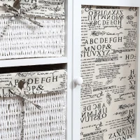 HomCom Drop Leaf Vintage Ironing Board With Shelves and Storage Boxes - Literary Print(m-11)