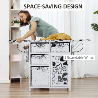 HOMCOM Drop Leaf Ironing Board With Shelves and Storage Boxes - Hawaiian Flowers(m-5)