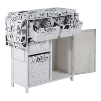 HOMCOM Drop Leaf Ironing Board With Shelves and Storage Boxes - Hawaiian Flowers(m-8)