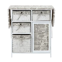 HomCom Drop Leaf Vintage Ironing Board With Shelves and Storage Boxes - Literary Print(m-9)