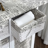 HomCom Drop Leaf Vintage Ironing Board With Shelves and Storage Boxes - Literary Print(m-13)