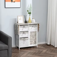 HomCom Drop Leaf Vintage Ironing Board With Shelves and Storage Boxes - Literary Print(m-6)