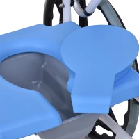 HomCom Rolling Shower Wheelchair Bath Toilet Commode Bariatric with 24" Wheels, Detachable Bucket & Shower-Proof Design, 17" Seat Width, Blue(m-13)