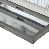 PawHut 64.5" Bird Cage Wooden Aviary House with Standing Pole Nest Slide-out Tray, Grey(m-12)