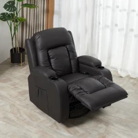 HOMCOM Heated Massage Recliner Chair with Remote Control, Dark Brown Leather Recliner(m-12)