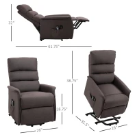 HOMCOM Power Lift Assist Recliner Chair for Elderly with Remote Control, Linen Fabric Upholstery, Brown(m-3)