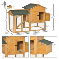 PawHut Wooden Outdoor Hen House Large Chicken Coop w/ Removable Tray, Nesting Box, Ramp(m-3)