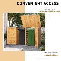 Outsunny 5' x 3' 2 Garbage Can Shed, Wood Storage Shed w/ Lockable Doors and Hinged Lids(m-5)