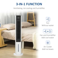HOMCOM 42" Portable Evaporative Air Cooler, 3-In-1 Ice Cooling Fan Humidifier Air Conditioner with Remote, Timer, Oscillating, LED Display, and 1.6 Gal Water Tank, White(m-6)