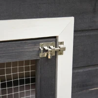 PawHut 122" Large Wooden Rabbit Hutch Bunny Hutch 2-Story Pet House Cage with Ramps, Lockable Doors, Run Area and Asphalt Roof for Outdoor Use, Grey(m-11)