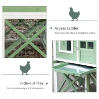 PawHut 44" Chicken Coop, Wooden Chicken House Hen Run, Rabbit Hutch with Nesting Box, Removable Tray, Asphalt Roof, Planting and Lattice, Green(m-7)