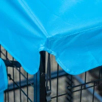 PawHut Metal Chicken Coop, Outdoor Poultry Cage, w/ Run, Nesting Box, Canopy, Blue(m-11)