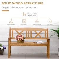 Outsunny 2-Seater Wooden Garden Bench, 4FT Outdoor Patio Loveseat with Unique X-Shape Back for Yard, Lawn, Porch, Natural Wood(m-6)