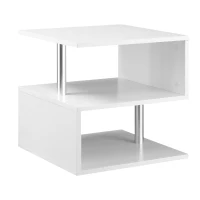 HOMCOM 20" Modern S-Shaped Multi-Level Accent End Table Shelf with Steel Poles, White(m-10)