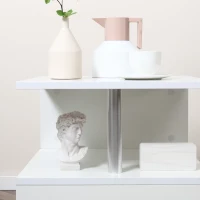 HOMCOM 20" Modern S-Shaped Multi-Level Accent End Table Shelf with Steel Poles, White(m-12)