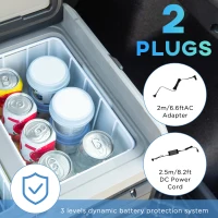 Outsunny 12 V Car Fridge, 2 Zone 48 Quart Portable Compressor Electric Cooler with Wheels, Pull-up Handle, Cutting Board, 12/24 V DC and 110 - 240 V AC for Outdoor, Driving, Travel(m-6)