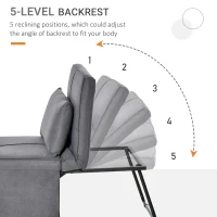 HOMCOM 4-in-1 Multi Function Folding Single Sofa Bed with Retractable Footrest, Convertible Sleeper with Adjustable Backrest For Living Room and Small Spaces, Grey(m-4)