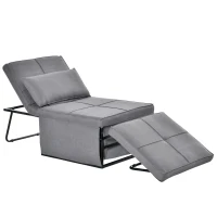 HOMCOM 4-in-1 Multi Function Folding Single Sofa Bed with Retractable Footrest, Convertible Sleeper with Adjustable Backrest For Living Room and Small Spaces, Grey(m-11)