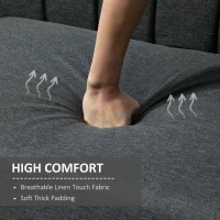 HOMCOM Two Seater Sofa Bed, Convertible Futon Couch Bed, Linen Upholstered Loveseat with Adjustable Backrest for Small Spaces, Living Room, Apartment, and Dorm, Dark Gray(m-5)