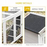 PawHut 102" 2 in 1 Wooden Rabbit Hutch, Double Main House Pet Playpen, Large Bunny House Enclosure for Indoor/Outdoor with 2 Run Boxes, Tray, and Ramp, for Rabbits, Chickens, Ducks, Guinea Pig, Gray(m-7)