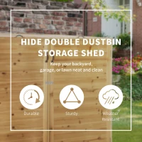Outsunny 5' x 3' 2 Garbage Can Shed, Wood Storage Shed w/ Lockable Doors and Hinged Lids(m-4)