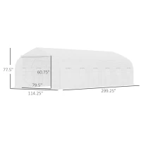 Outsunny 26' x 10' x 7' Walk-In Greenhouse Tunnel, Large Gardening Plant Hot House with Zipper Doors for Backyard, White(m-3)