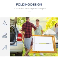 Outsunny 2-Person Sling Chair, Reclining Double Lounger for Patio, Beach, Camping, Lawn, Wood Folding Chair with Recliner Design for 2 Adults, Cream White(m-6)