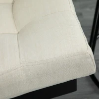 HOMCOM Single Person 3 Position Convertible Chaise Lounger Sofa Bed with 2 Large Pillows and Black Frame, Cream White(m-13)