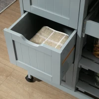 HOMCOM Compact Bar Serving Cart, Compact Trolley with Wood Top & Drawers, Gray(m-13)