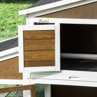 PawHut 2-Tier Wooden Rabbit Hutch, Small Animal House Pet Cage w/Tray, Asphalt Roof(m-11)