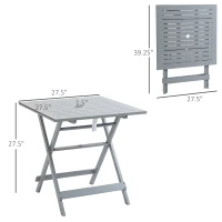 Outsunny Foldable Dining Table, Square Wood Side Table, Portable Bistro Table with Umbrella Hole for Outdoor Patio, Garden or Backyard, Grey(m-3)