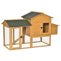PawHut Wooden Outdoor Hen House Large Chicken Coop w/ Removable Tray, Nesting Box, Ramp(m-1)
