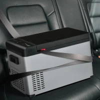 Outsunny 12 V Car Fridge, 3 Zone 21 Quart Portable Compressor Electric Cooler with Seat Belt Slot, Fridge Freezer, -7.6 °F (-22 °C), for Camping, Truck, RV, Travel, Boat, Outdoor and Home Use(m-8)