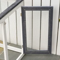 PawHut 122" Large Wooden Rabbit Hutch Bunny Hutch 2-Story Pet House Cage with Ramps, Lockable Doors, Run Area and Asphalt Roof for Outdoor Use, Grey(m-13)