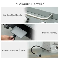 Outsunny 2 Burner Folding Tabletop Gas BBQ Grill w/ Lid, Thermometer, Carbon Steel, Gray(m-6)