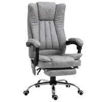 Vinsetto Microfiber Office Chair, High Back Computer Chair with 6 Point Massage, Heat, Adjustable Height and Retractable Footrest, Grey(m-1)
