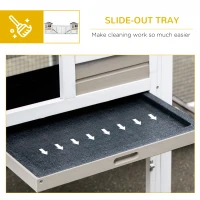 PawHut 102" 2 in 1 Wooden Rabbit Hutch, Double Main House Pet Playpen, Large Bunny House Enclosure for Indoor/Outdoor with 2 Run Boxes, Tray, and Ramp, for Rabbits, Chickens, Ducks, Guinea Pig, Gray(m-5)