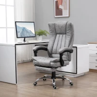Vinsetto Microfiber Office Chair, High Back Computer Chair with 6 Point Massage, Heat, Adjustable Height and Retractable Footrest, Grey(m-2)