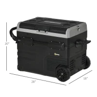 Outsunny 12 V Car Fridge, 2 Zone 48 Quart Portable Compressor Electric Cooler with Wheels, Pull-up Handle, Cutting Board, 12/24 V DC and 110 - 240 V AC for Outdoor, Driving, Travel(m-3)