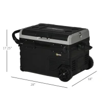 Outsunny 12 V Car Fridge, 2 Zone 37 Quart Portable Compressor Electric Cooler with Wheels, Pull-up Handle, Cutting Board, 12/24 V DC and 110 - 240 V AC for Outdoor, Driving, Travel(m-3)
