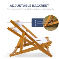 Outsunny 2-Person Sling Chair, Reclining Double Lounger for Patio, Beach, Camping, Lawn, Wood Folding Chair with Recliner Design for 2 Adults, Cream White(m-4)