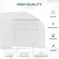 Outsunny 26' x 10' x 7' Walk-In Greenhouse Tunnel, Large Gardening Plant Hot House with Zipper Doors for Backyard, White(m-4)