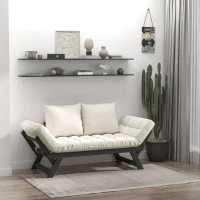 HOMCOM 3 Position Convertible Chaise Lounge Sofa Bed - Black/Cream White(m-7)